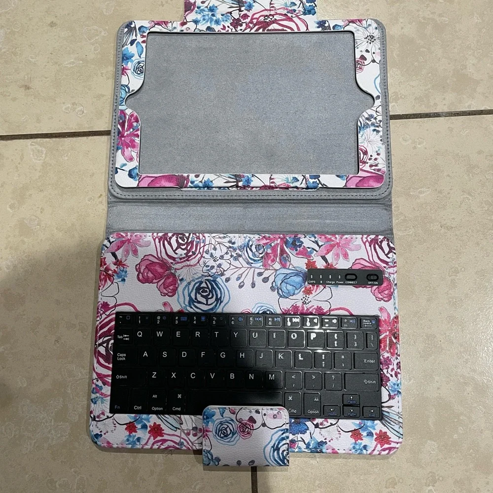 Floral Tablet Case with Keyboard